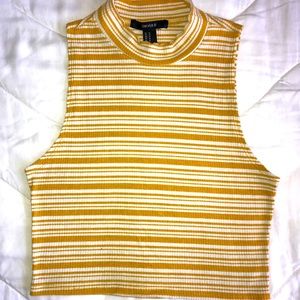 Forever 21 yellow stripes high neck tank shirt
